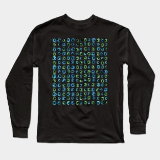 Green Blue Eyes Modern Decorative Abstract Mosaic Dots Pattern Night Long Sleeve T-Shirt